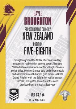 2024 NRL Traders Titanium - World In League Parallel #WLP03 Gayle Broughton Back